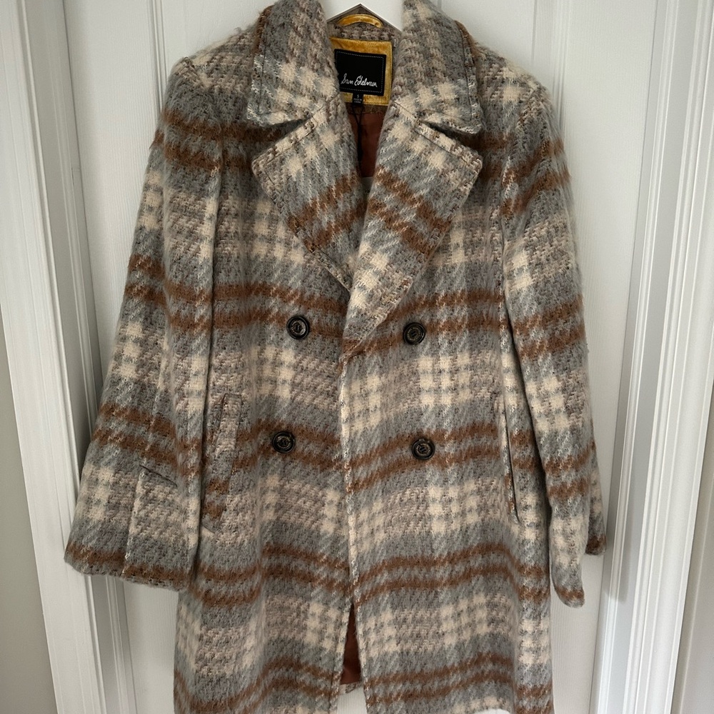 Sam Edelman Brown and Cream Pea Coat Chevron Pattern